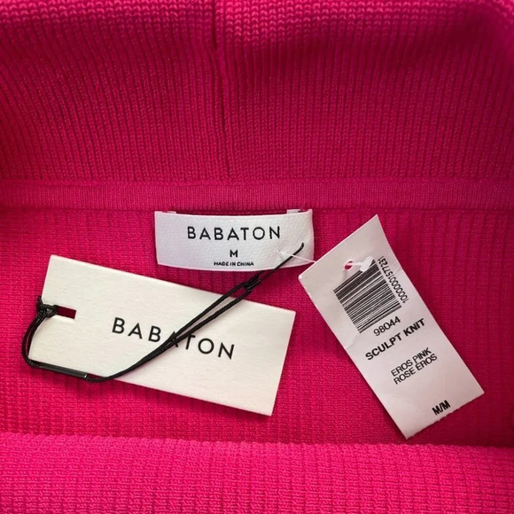 Aritzia Babaton  Sculpt Knit Off Shoulder Top Eros Pink Size Medium NWT - Picture 8 of 10